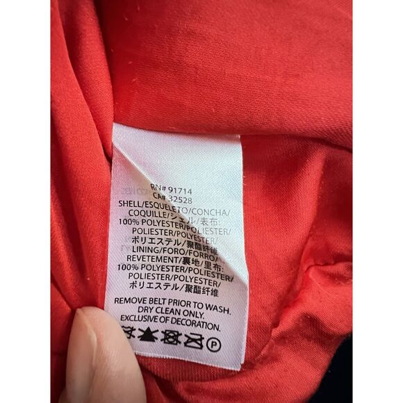 Armani Exchange Shirt Dress Sleeveless Red Plunging Collar Dress Sz 6 - Picture 7 of 7